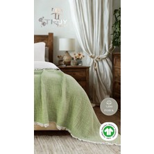 %100 Pamuk Müslin Tek Kişilik Yorgan Çağla Yeşili 170X220 - Çağla Yeşili