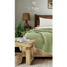 %100 Pamuk Müslin Tek Kişilik Yorgan Çağla Yeşili 170X220 - Çağla Yeşili