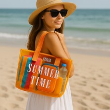 Frelso Şeffaf Plaj Çantası Baskılı Kadın Beach Bag