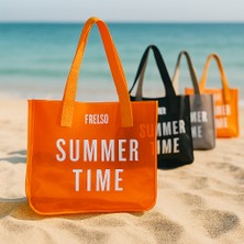 Frelso Şeffaf Plaj Çantası Baskılı Kadın Beach Bag