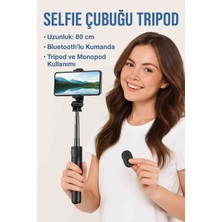 GULE Bluetooth Tripod & Selfie Çubuğu Uzaktan Kumandalı Katlanabilir Taşınabilir