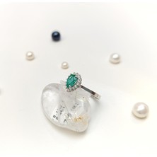 0.64CT Zümrüt Pırlanta Damla Taşlı  Yüzük 14 Ayar Altın Hd Videolu