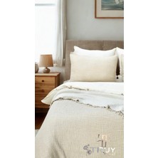 %100 Pamuklu Tek Kişilik Müslin Pike Ekru 160X230 - Ekru
