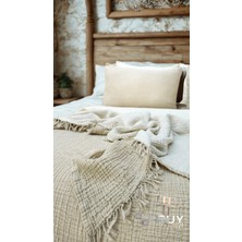 %100 Pamuklu Tek Kişilik Müslin Pike Ekru 160X230 - Ekru