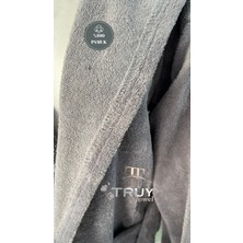 %100 Pamuk Havlu Kumaş Bornoz Gri L/XL- Gri