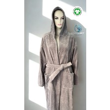 %100 Pamuk Havlu Kumaş Bornoz Gri L/XL- Gri