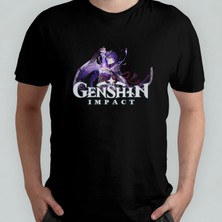 Pixxa Genshin Impact Raiden Shogun Unisex %100 Pamuklu Bisiklet Yaka T-Shirt Model 2