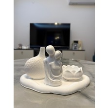 Taş Tozu Biblo Lotus  Mumluk Dekorasyon/Aksesuar Seti