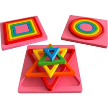 Atlas Lab Montessori Geometrik Şekil Bulma Oyunu – Renkli Üçgen Üç Boyutlu Puzzle Oyuncak