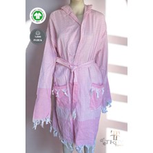 Peştemal Plaj Bornozu Çizgili Pudra L/XL - Pudra