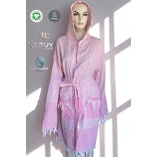 Peştemal Plaj Bornozu Çizgili Pudra L/XL - Pudra
