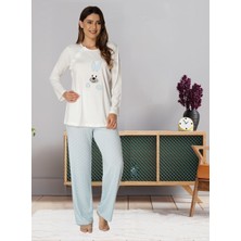 Dvina Effortt Lohusa Hayvan Figürlü Pijama Takımı Mavi - 3094