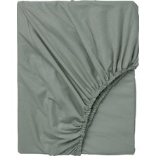 IKEA Dvala Lastikli Çarşaf 160X200 cm Pamuklu Gri-Yeşil Yumuşak Çift Kişilik Yatak Çarşafı