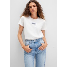 Mavi Mavi Logo Baskılı Ekru Tişört 1613412-70057