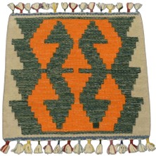 Yeni El Dokuma Kare Köşe Sandalye Minderi Pınarbaşı Kayseri Yün Kilim 5956