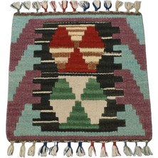 Yeni El Dokuma Kare Köşe Pınarbaşı Kayseri Yün Kilim Koltuk Sandalye Minderi 5961