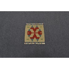 Yeni El Dokuma Kare Köşe Sandalye Minderi Pınarbaşı Kayseri Yün Kilim 5966