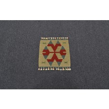 Yeni El Dokuma Kare Köşe Sandalye Minderi Pınarbaşı Kayseri Yün Kilim 5966