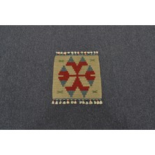 Yeni El Dokuma Kare Köşe Sandalye Minderi Pınarbaşı Kayseri Yün Kilim 5966