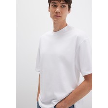 Mavi Bisiklet Yaka Beyaz Basic Tişört 0613113-620