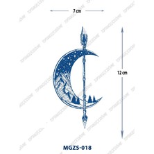 Tattoo MGZS-018 Yarı Kalıcı Hilal ve Mızrak Desen Dövme