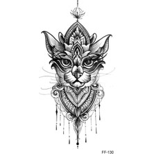 Tattoo FF-130 Orta Boy Etnik Kedi Desen Geçici Dövme