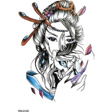 Tattoo TBS-8130 Orta Boy Maskeli Kadın Desen Renkli Geçici Dövme