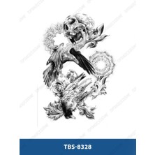 Tattoo TBS-8328 Orta Boy Kurukafa ve Akbaba Desen Geçici Dövme