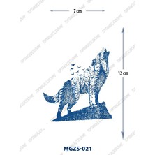 Tattoo MGZS-021 Yarı Kalıcı Orman ve Uluyan Kurt Desen Dövme