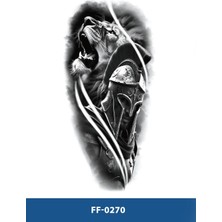Tattoo FF-270 Orta Boy Aslan ve Savaşcı Desen Geçici Dövme