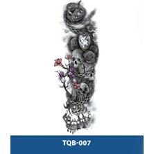 Tattoo TQB-007 Kurukafa ve Çiçek Desen Geçici Kol Dövmesi-Tatto