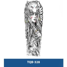 Tattoo TQB-328 Tilki Postlu Kadın ve At Desen Geçici Kol Dövmesi-Tatto