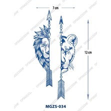 Tattoo MGZS-034 Yarı Kalıcı Erkek Dişi Aslan ve Ok Desen Dövme