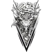Tattoo XQB-605 Orta Boy Üçgen Ejderha ve Bulut Desen Geçici Dövme