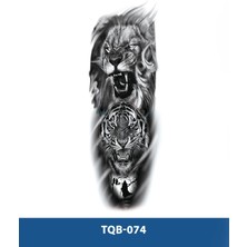Tattoo TQB-074 Kaplan ve Aslan Desen Geçici Kol Dövmesi-Tatto