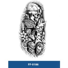 Tattoo FF-186 Orta Boy Motorcu Kurukafa Desen Geçici Dövme-Tatto