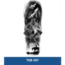 Tattoo TQB-287 Kızılderili Kadın ve Kurt Desen Geçici Kol Dövmesi