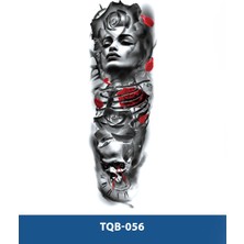 Tattoo TQB-056 Kadın ve Kurukafa Desen Renkli Geçici Kol Dövmesi-Tatto