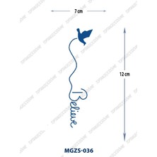 Tattoo MGZS-036 Yarı Kalıcı Kuş Desen Believe Yazılı Dövme