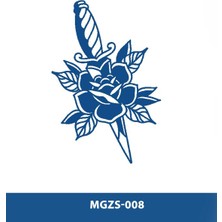 Tattoo MGZS-011 Yarı Kalıcı Gül ve Hançer Desen Dövme-Tatto