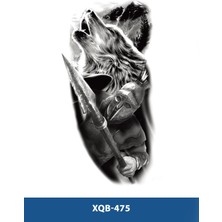 Tattoo XQB-475 Orta Boy Uluyan Kurt ve Savaşcı Desen Geçici Dövme-Tatto
