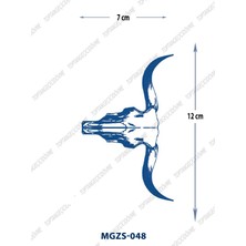 Tattoo MGZS-048 Yarı Kalıcı Boynuzlu Öküz Kurukafası Desen Dövme-Tatto