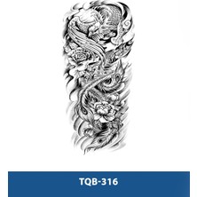 Tattoo TQB-316 Ejderha ve Gül Desen Geçici Kol Dövmesi-Tatto