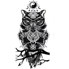 Tattoo FF-192 Orta Boy Etnik Baykuş Desen Geçici Dövme-Tatto