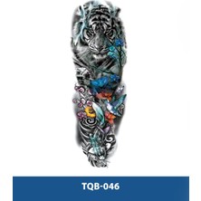 Tattoo TQB-046 Kaplan ve Çiçek Desen Renkli Geçici Kol Dövmesi-Tatto