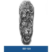 Tattoo DZ-123 Kral Aslan ve Saat Desen Geçici Kol Dövmesi-Tatto