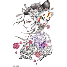 Tattoo TBS-8066 Orta Boy Samuray Kadın Desen Renkli Geçici Dövme