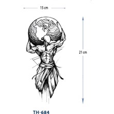 Tattoo TH-684 Orta Boy Dünyayı Sırtında Taşıyan Adam Desen Geçici Dövme