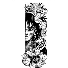 Tattoo XQB-082 Orta Boy Kobra ve Kadın Desen Geçici Dövme
