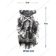 Tattoo MTBS-020 Orta Boy Yaşlı Viking Savaşcı Desen Geçici Dövme-Tatto